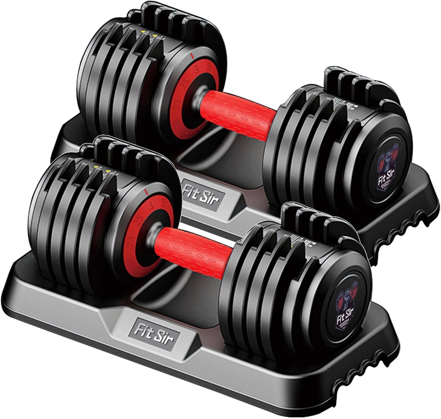 25/55LB Adjustable Dumbbell Set,10 in 1 Free Weights Dumbbell with Anti-Slip Texture Handle,1 Sec Speed Adjustment Men/Women Gym and Home Strength Training Equipment.