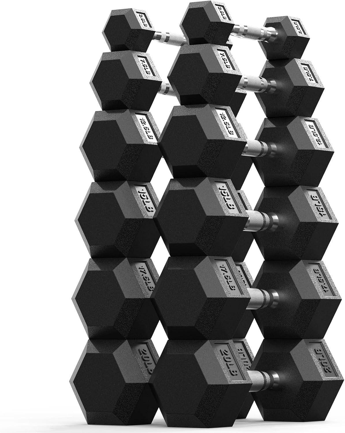 PAPABABE Dumbbell Set, Rubber Encased Home Gym Dumbbells, Weight Dumbbells for Women & Men, Hand Weights for Home Gym & Strength Training