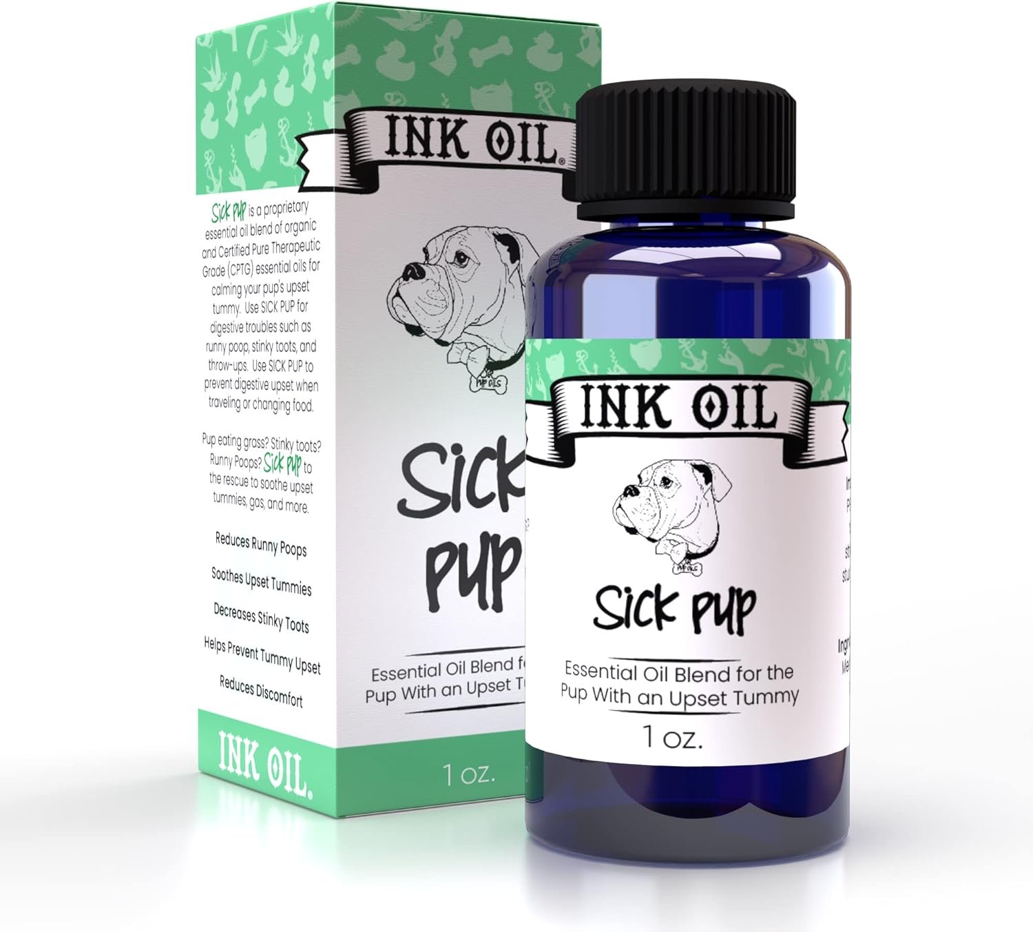 Pup Oils Sick Pup Essential Oil for Dogs – Soothes Upset Stomachs & Vomiting – Organic Calming Oils – Probiotics & Digestive Enzymes for Pet Gut Health – Dog Stomach Relief Probiotic Supplement – 1 oz