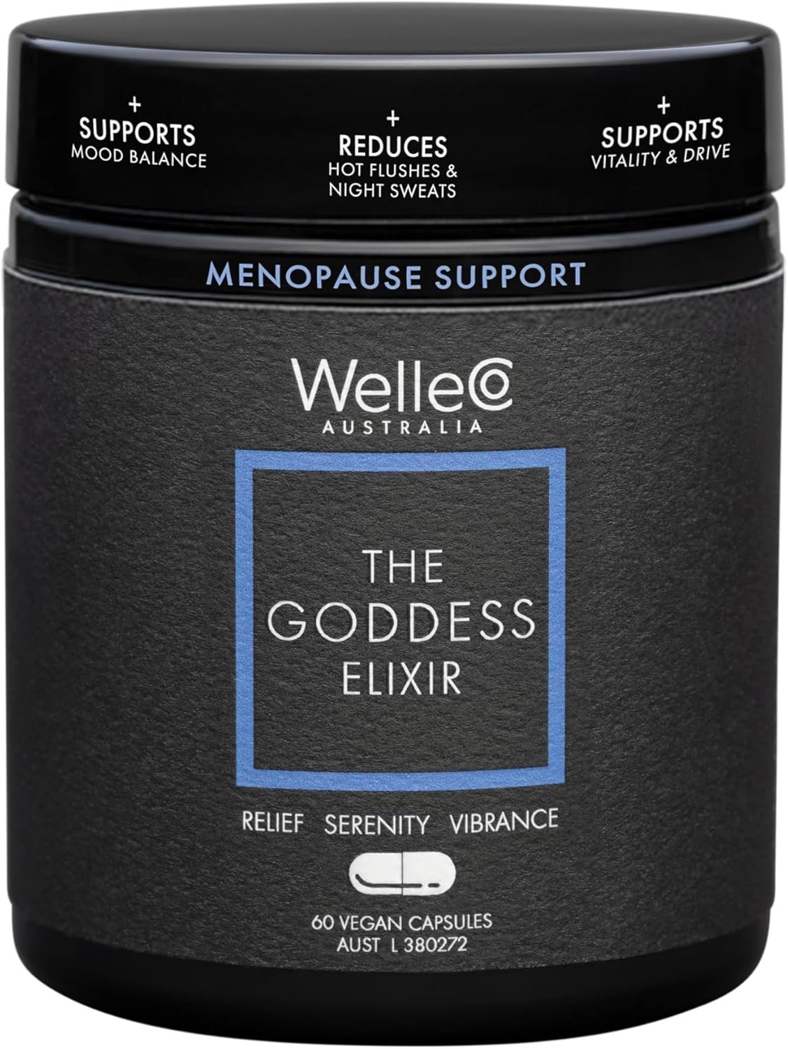 WelleCo The Goddess Elixir, Menopause Supplement for Women with Vitex, Red Clover & B Vitamins, Supports Hormone Balance, Night Sweats & Hot Flashes Relief, 60 Capsules