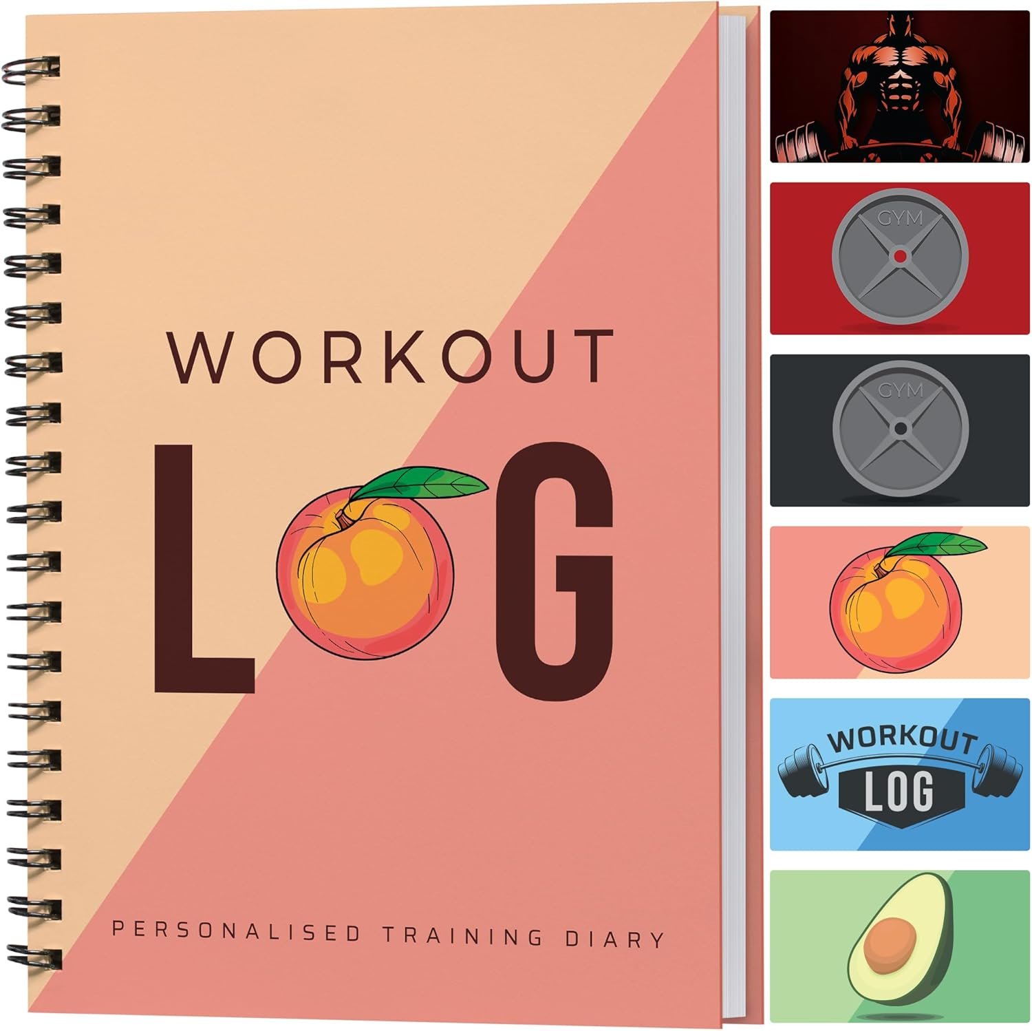 Workout Planner for Daily Fitness Tracking & Goals Setting – A5 Size, 6” x 8”, Peachy Pink – Improved Thicker Cover – Men & Women Personal Home & Gym Training Diary – Log Book – by Workout Log Gym
