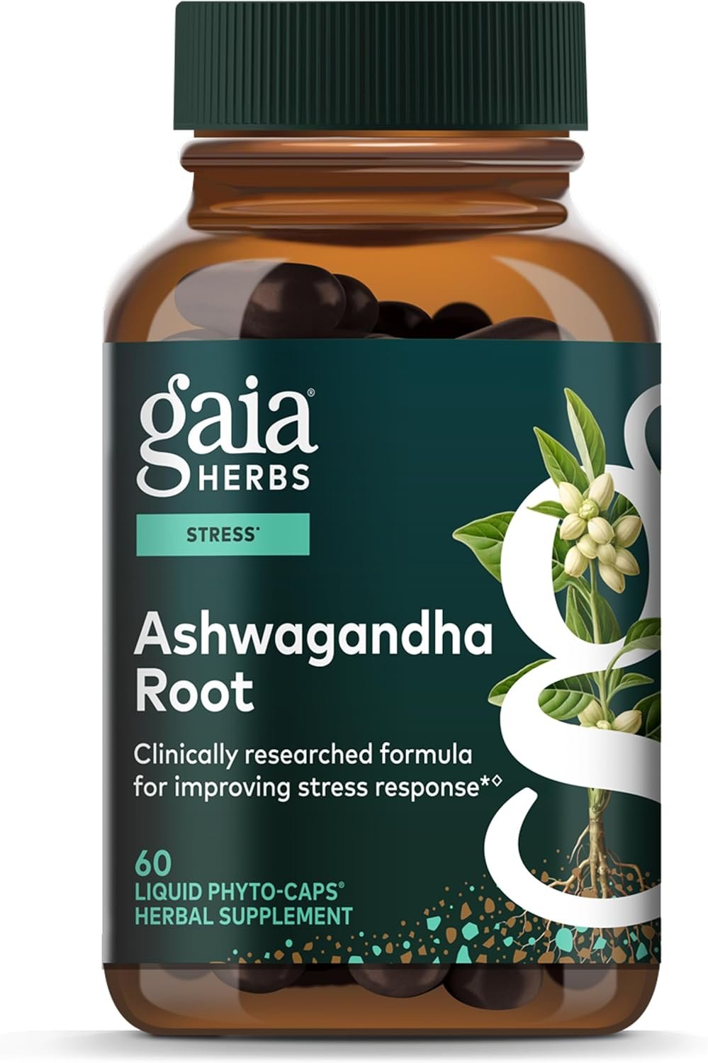 Gaia Herbs Ashwagandha Root – Stress Relief & Sleep Support Supplement – Supports Balanced Energy Levels & Positive Outlook* – 60 Vegan Liquid Phyto Capsules (30-Day Supply)
