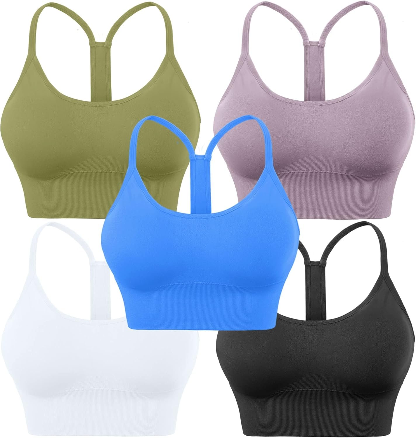 Evercute Racerback Sports Bras Padded Y Racer Back Cropped Bras for Yoga Workout Fitness Low Impact