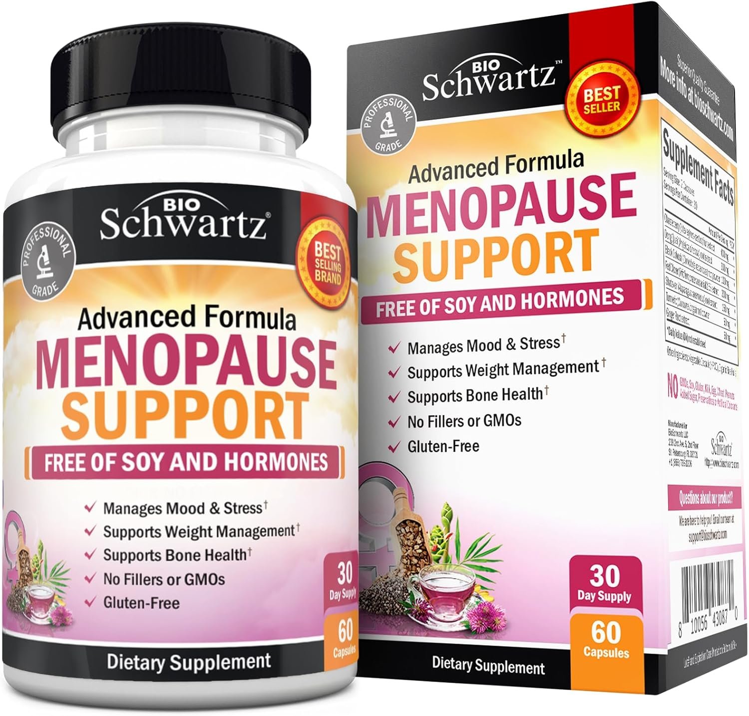 Herbal Menopause Support for Women – Supports Healthy Mood and Balance with Milk Thistle Chasteberry Black Cohosh Red Clover Turmeric Ginger – Menopause Supplements for Women – 60 Veggie Capsules