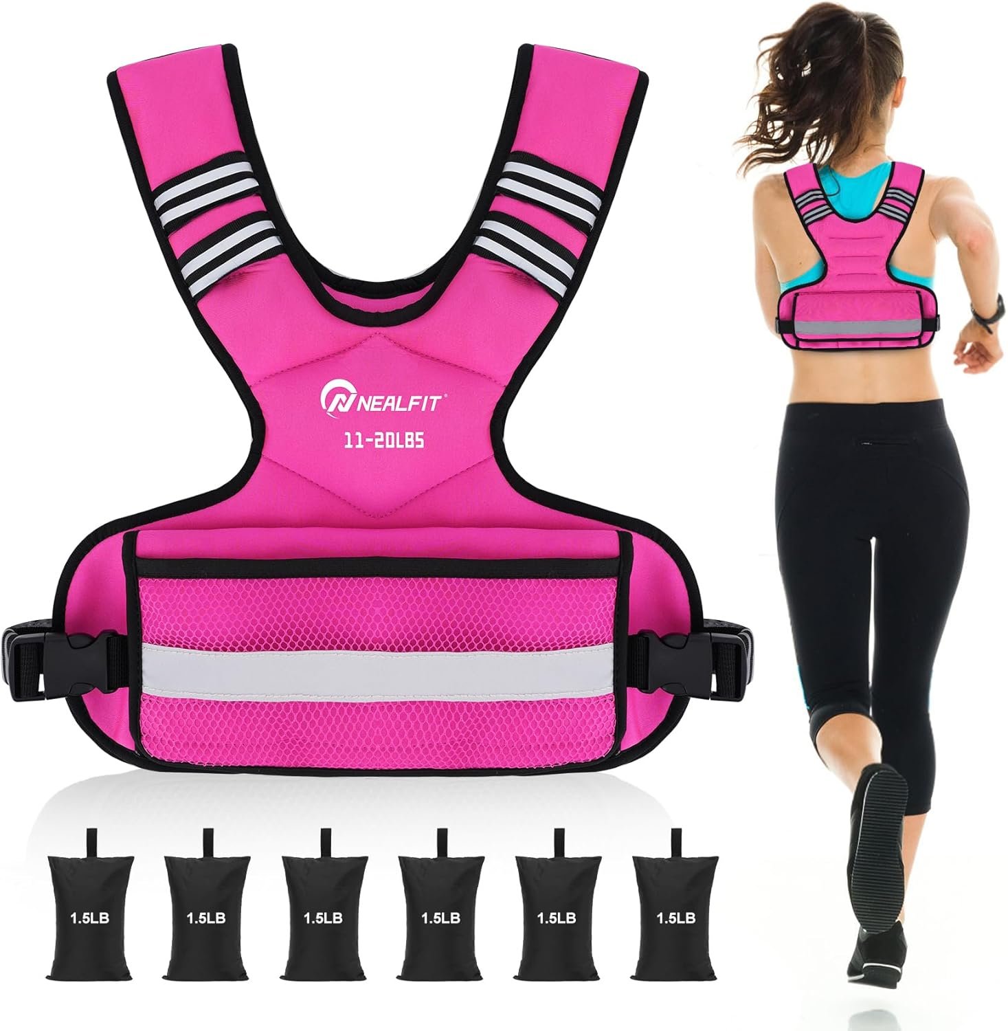 Weighted Vest for Women and Men, 5-10lb/11-20lb/18-30lb Adjustable Weighted Vest with Reflective Strip, Body Weight Vest for Walking, Running, Fitness, Strength Training