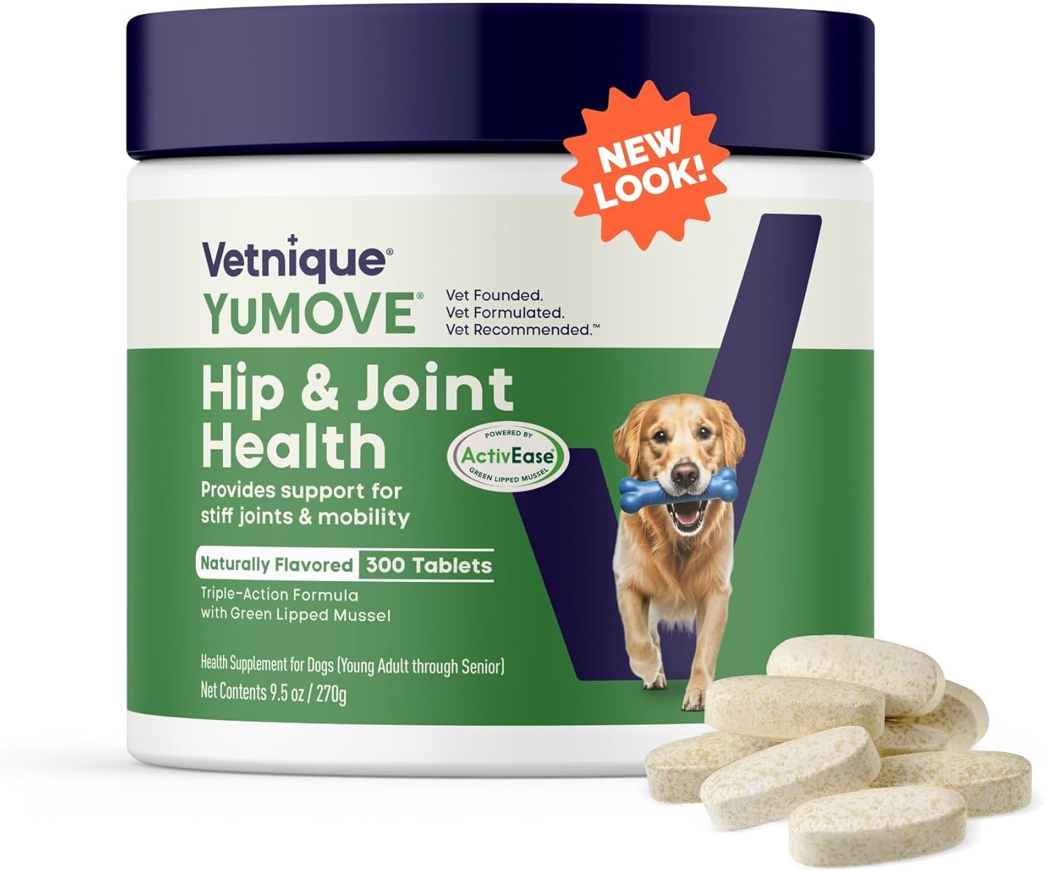 YuMOVE Hip & Joint Supplement for Dogs with Glucosamine, Hyaluronic Acid, Green Lipped Mussel & Omega 3 Joint Supplement – Regular or Advanced Strength (300ct, Chewable Tablets)
