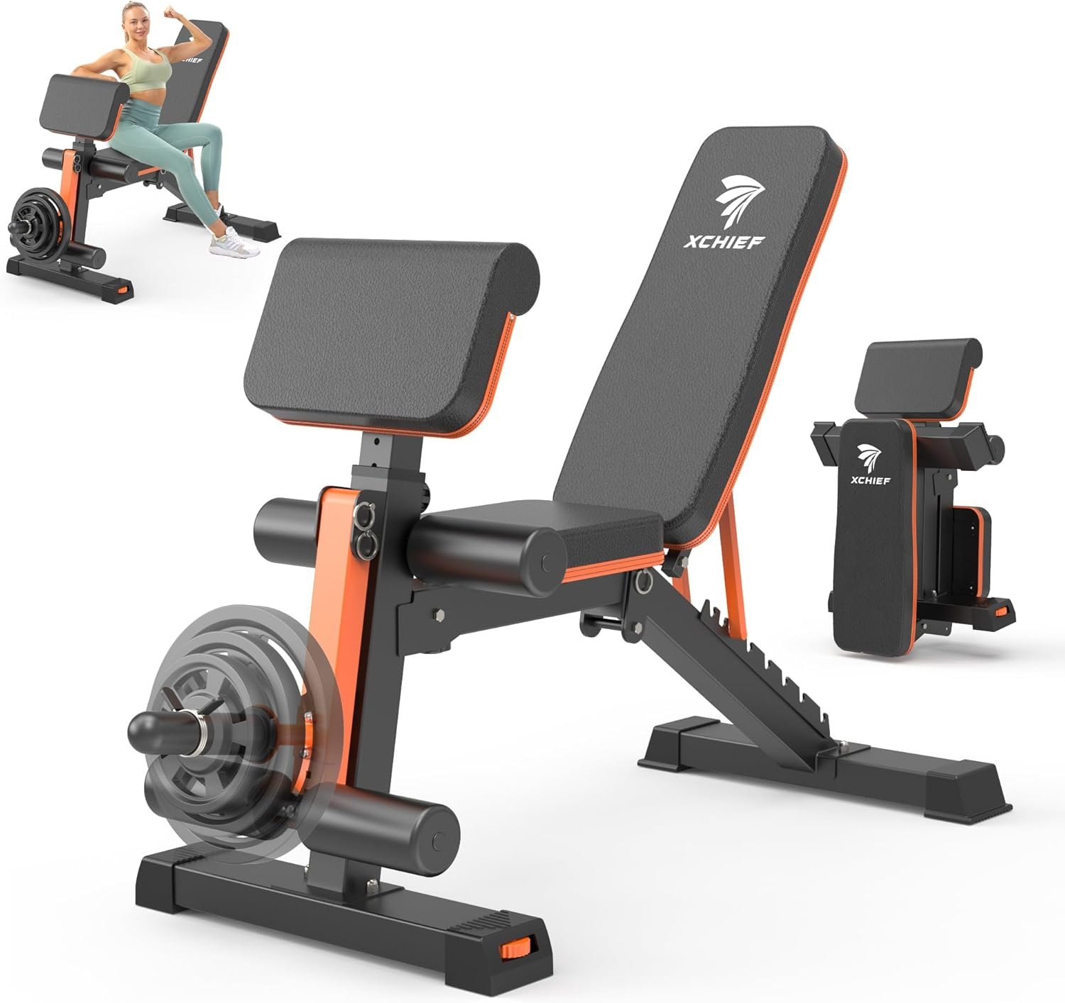 Adjustable Weight Bench – 1000LBS Capacity Heavy Duty Foldable Workout Bench for Full Body Exercise, Flat/Incline/Decline, Bench Press for Home Gym with Preacher Pad & Leg Extension