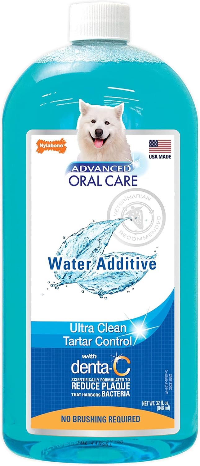 Nylabone Advanced Oral Care Pet Dental Water Additive, Liquid Tartar Remover & Breath Freshener for Dogs, Dog Teeth-Cleaning, Original Flavor, 32 oz.