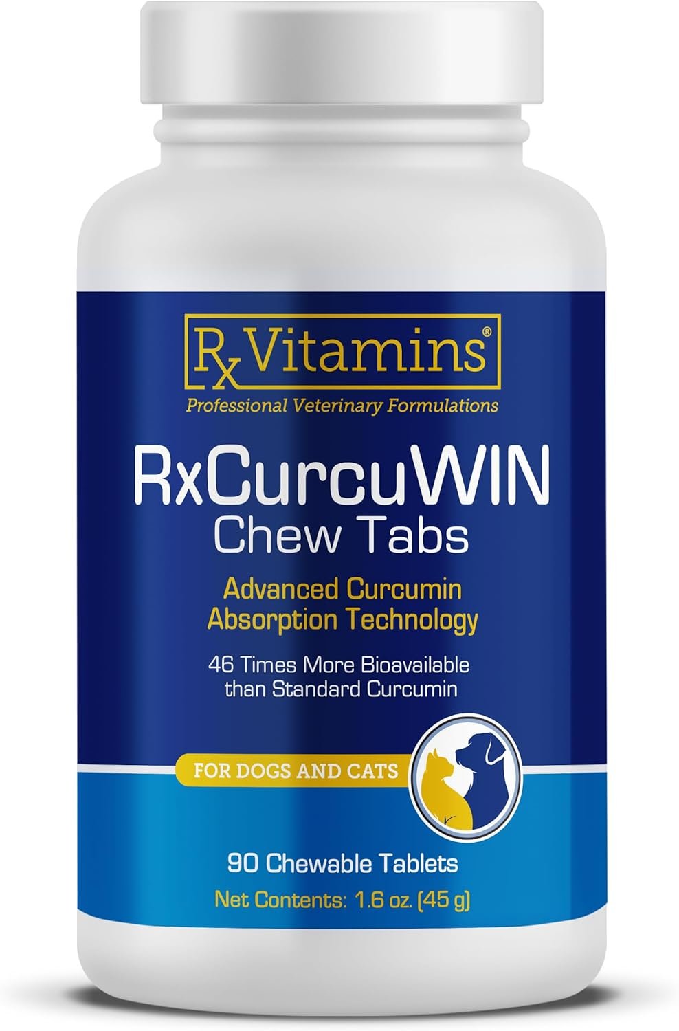 Rx Vitamins CurcuWIN – Curcumin for Dogs & Cats – Vitamins and Supplements, Allergy Relief – Provides Immune Support & Aids Digestive Support – Joint Supplement – 90ct