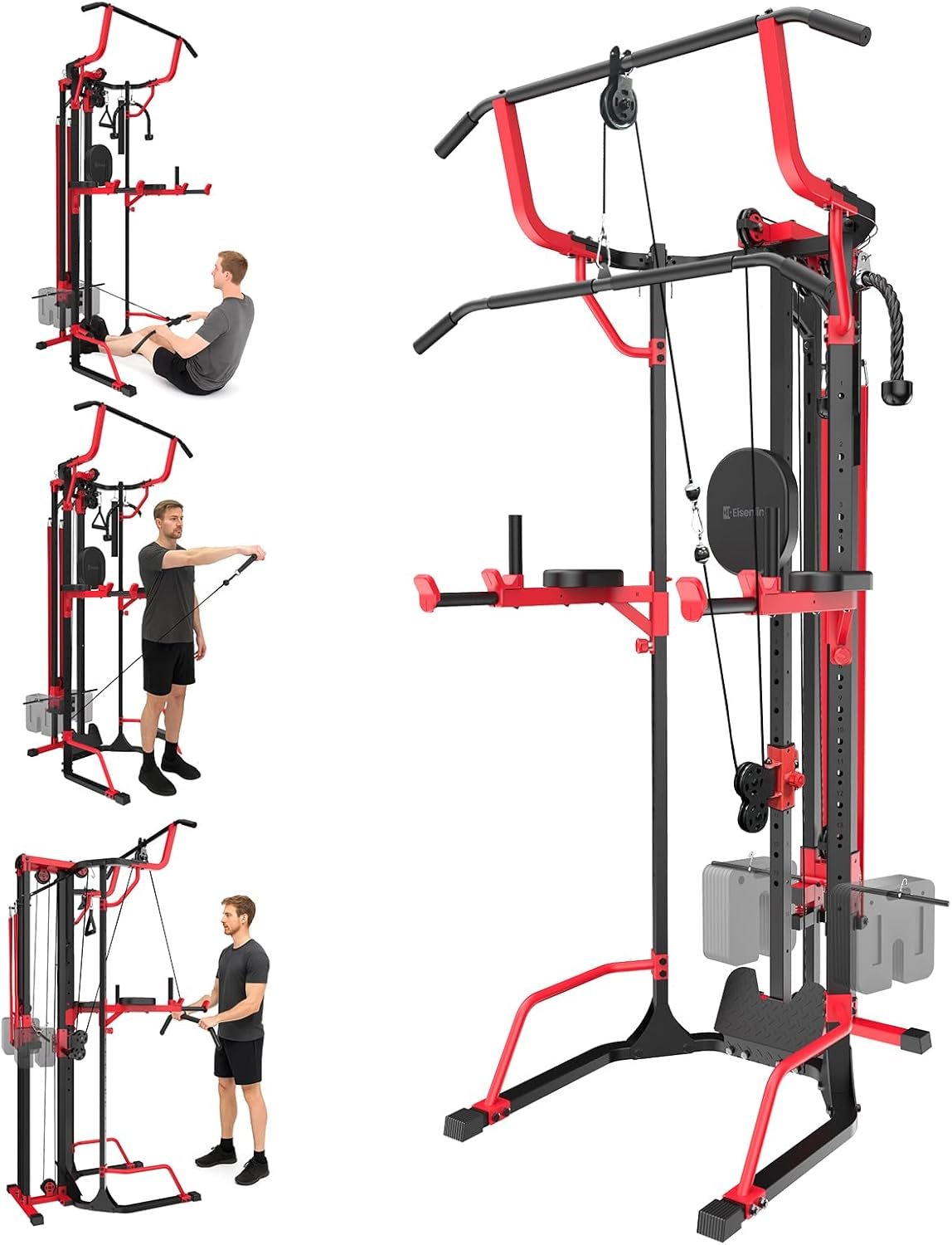Eisenlink Power Tower Pull Up Dip Station LAT Pull Down Machines Multi-Function Workout Equipment Home Gym