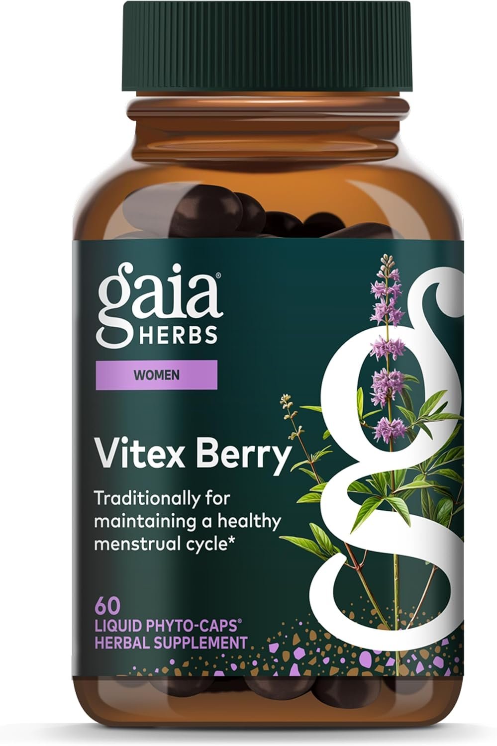 Gaia Herbs Vitex Berry – Vitex Traditionally Used to Support Hormone Balance for Women & a Healthy Menstrual Cycle* – 60 Vegan Liquid Phyto-Capsules (30-Day Supply)