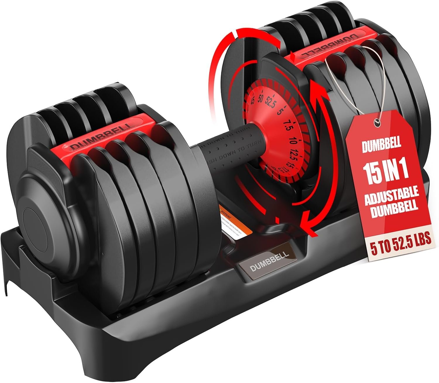 Adjustable Dumbbells Set of 2, Durable Weights Dumbbells Set, 10 in 1/15 in 1 Free Weights Set with Anti-Slip Grip, Fast Adjust Gym Equipment Space Saving for Home Strength Training