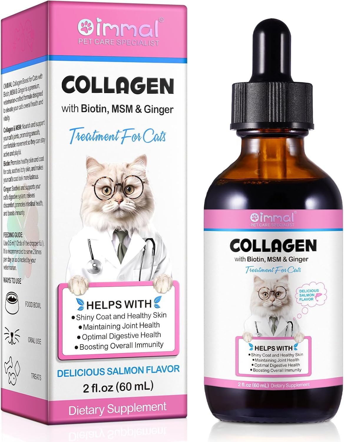 Collagen for Cats, Liquid Collagen for Cats, Liquid Collagen Skin and Coat Cats, Cats Collagen, Itch Relief for Cats with Biotin, Collagen Supplement for Cats Salmon Flavor