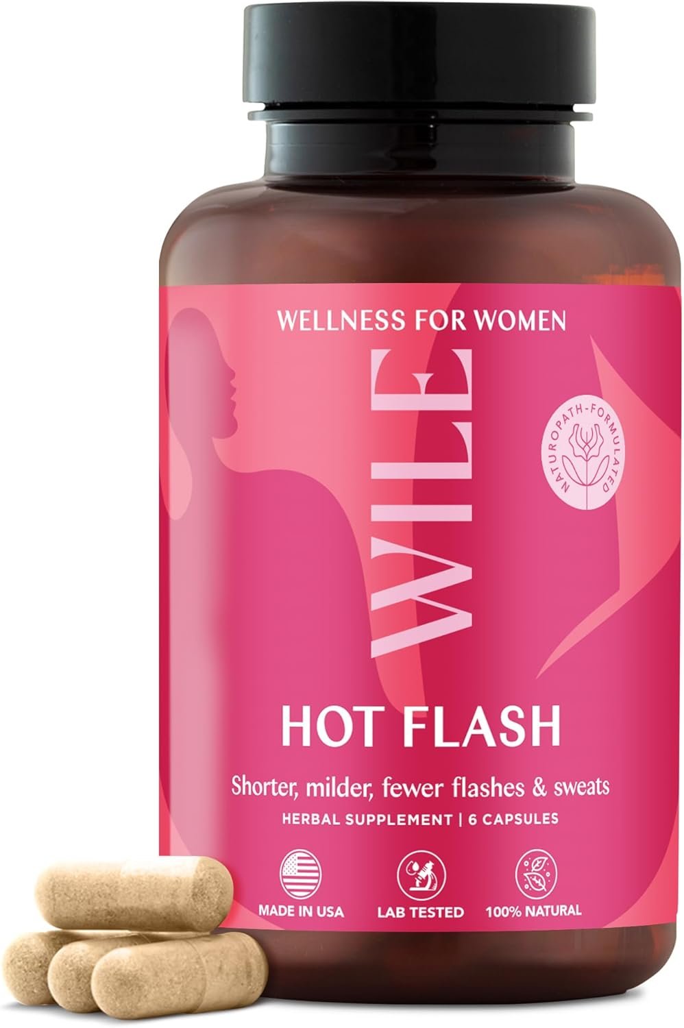 WILE Menopause and Perimenopause Supplements for Women – Hot Flashes and Night Sweats Relief with Kudzu Root – Premenopause Support for Stress, Hot Flash, Hormone Balance & Restful Sleep, 30 Servings