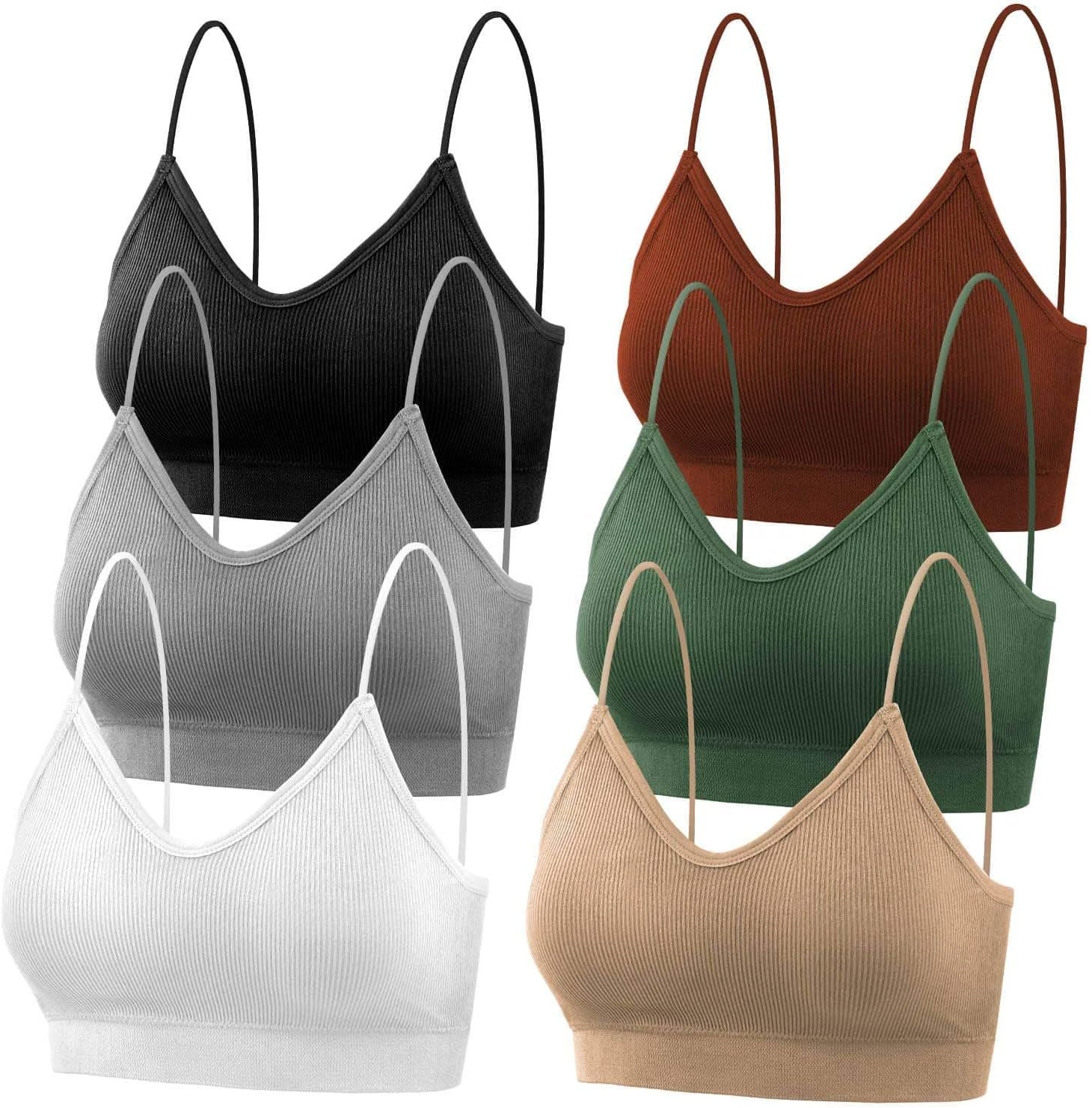 selizo 6 Pcs Sports Bras Pack – V Neck Cami Bralettes for Women