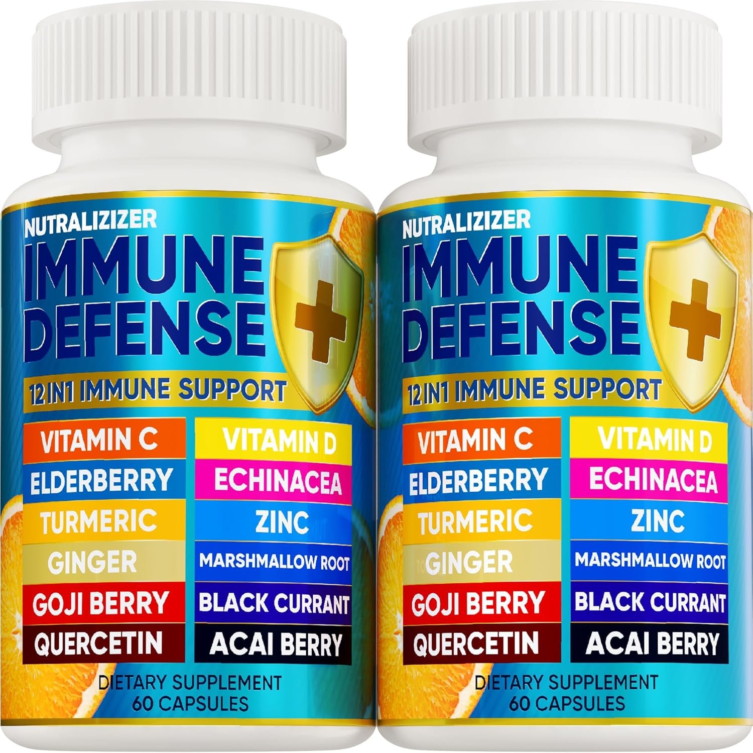 12 in 1 Premium Immune Defense Vitamins – Immune Supplement w/Vitamin D3 5000 IU Vitamin С 1000mg Zinс 50mg – Luxe Choice for Premium Immune Support – with Echinacea Elderberry and Ginger – 120 Caps