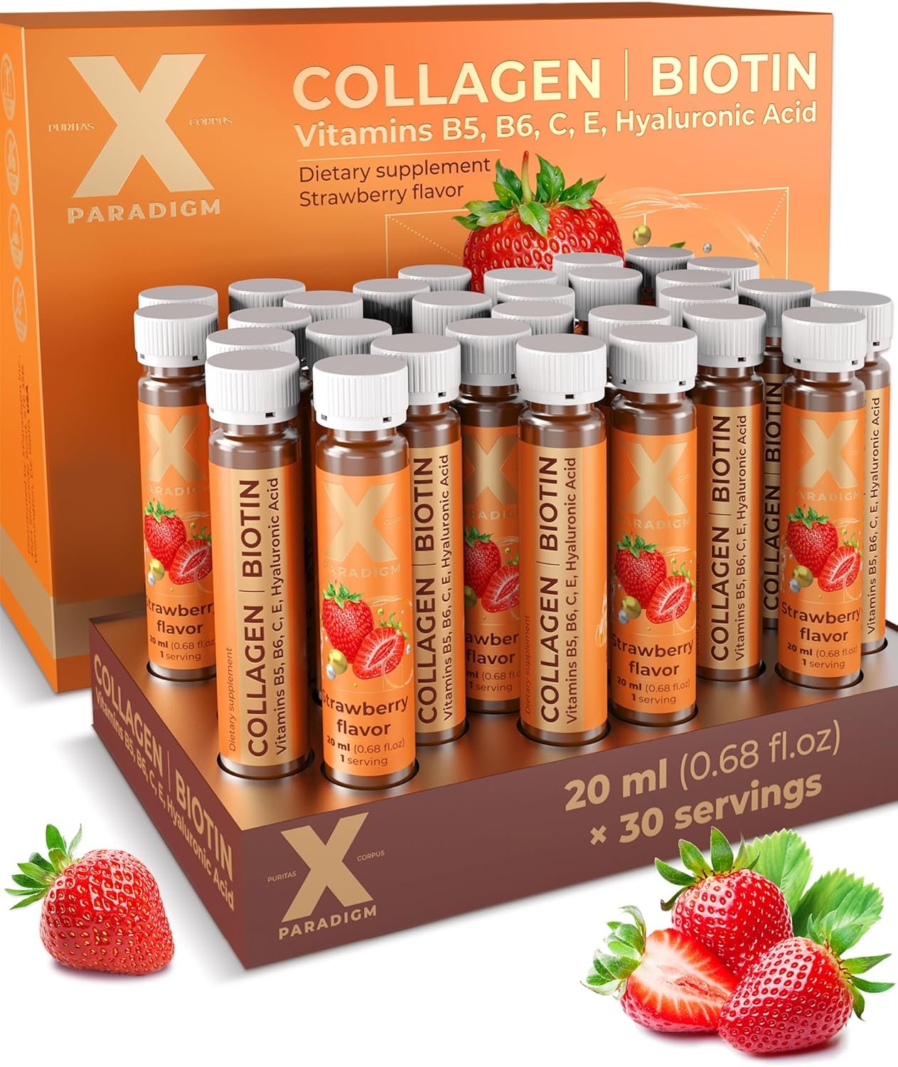 Liquid Collagen Peptides with Biotin & Hyaluronic Acid – 3000mg Hydrolyzed Bovine Collagen Type 1 and 3, Biotin 10000mcg, Vitamins B5, B6, C & E – Liquid Collagen for Women and Men, Collagen Shots