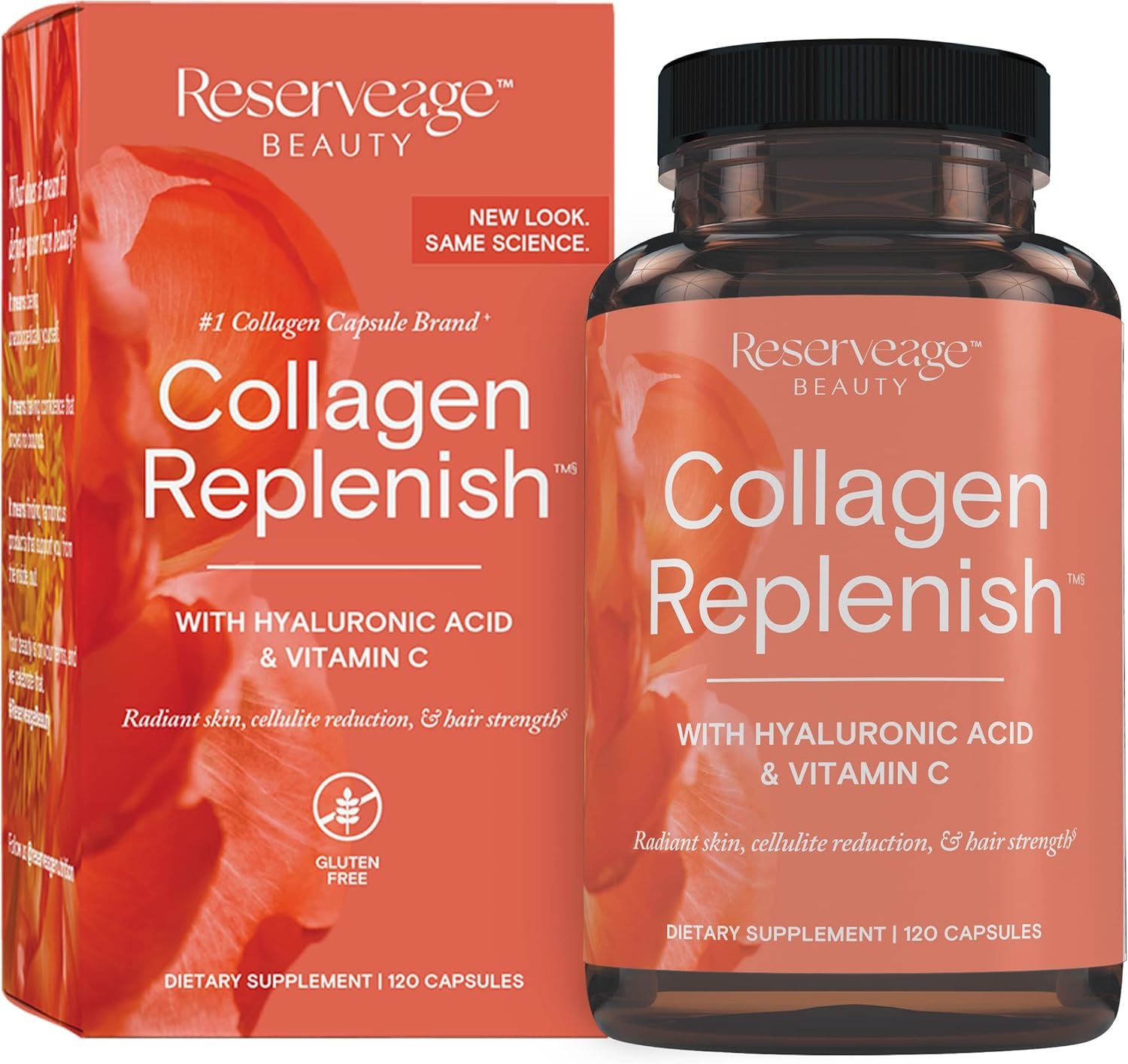 Reserveage Beauty Collagen Replenish – Collagen Booster & Supplement for Healthy Skin Care & Hair Growth – Supports Natural Elastin Production – 120 Capsules (30 Servings)