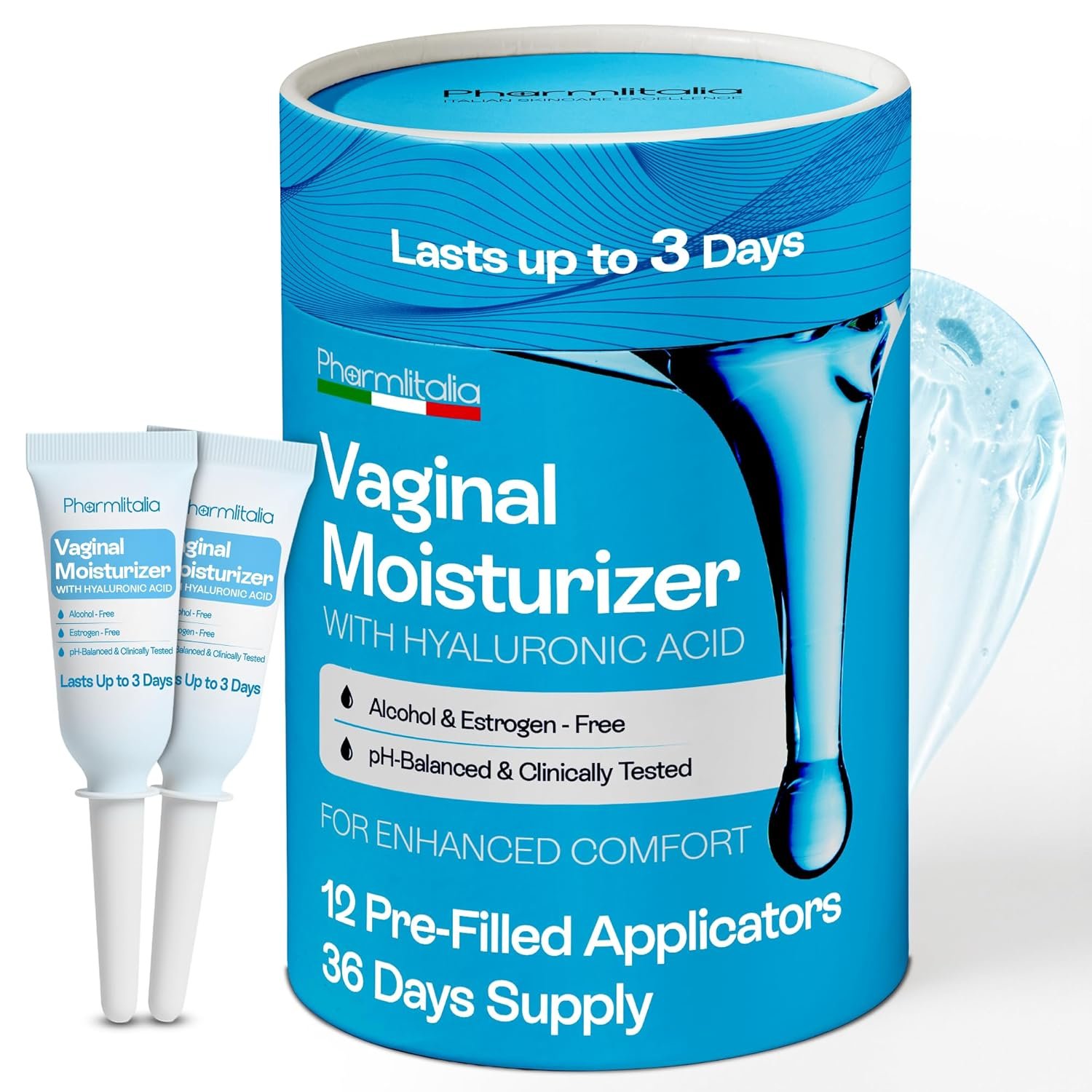 Vaginal Moisturizer Gel for Vagina Health, Moisturizer Applicators for Vaginal Dryness Relief and Long Lasting Wetness – Pre and Post Menopausal – 12 Pre Filled Applicators