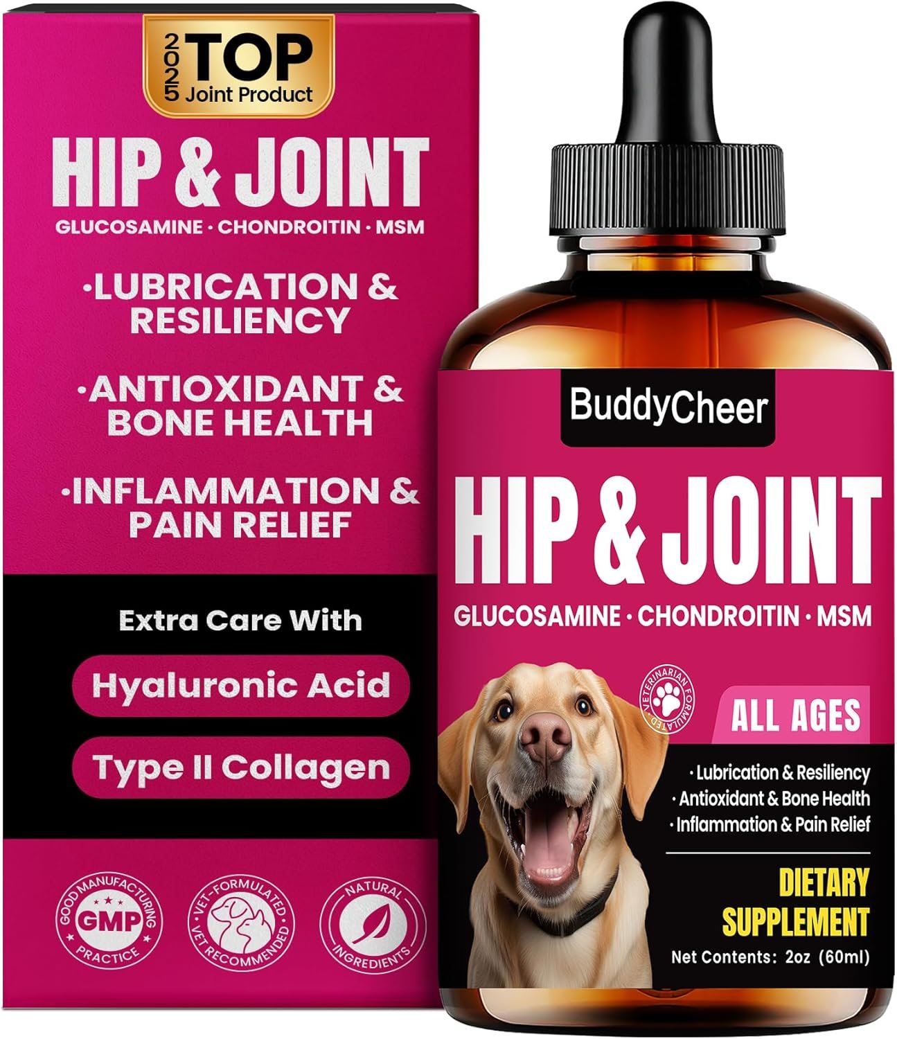 Glucosamine for Dogs, Liquid Hip and Joint Supplement, Chondroitin Drops for Dogs, Joint Drops for Dog, Dog Supplement for Mobility Pain Relief – 60ml