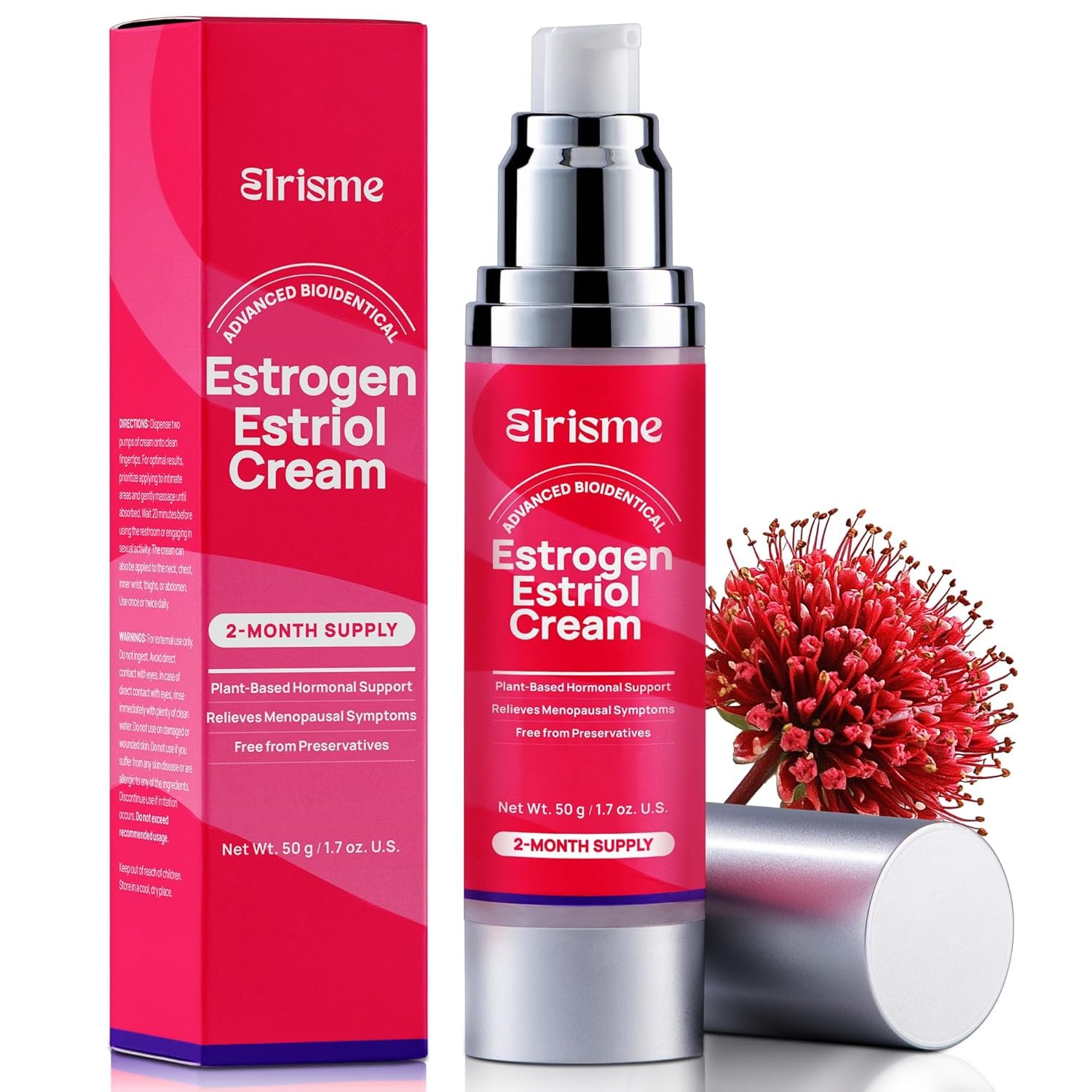 Estriol Cream for Women Menopause Relief: Natural Bioidentical Estrogen Cream, Hormone Balance, Perimenopause Support – Vaginal Health, Vulva Itch, Hot Flashes, Night Sweats, 50ml