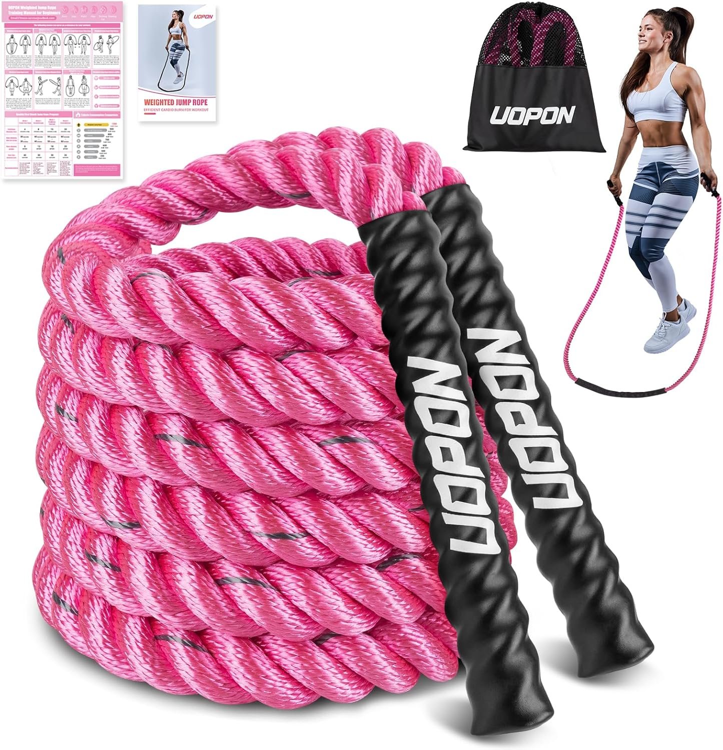 Weighted Jump Rope for Women, Heavy Skipping Rope for Exercise with Training Poster, 9.2FT Weight Fitness Jump Rope for Improve Strength, Building Muscle & Total Body Workout Equipment