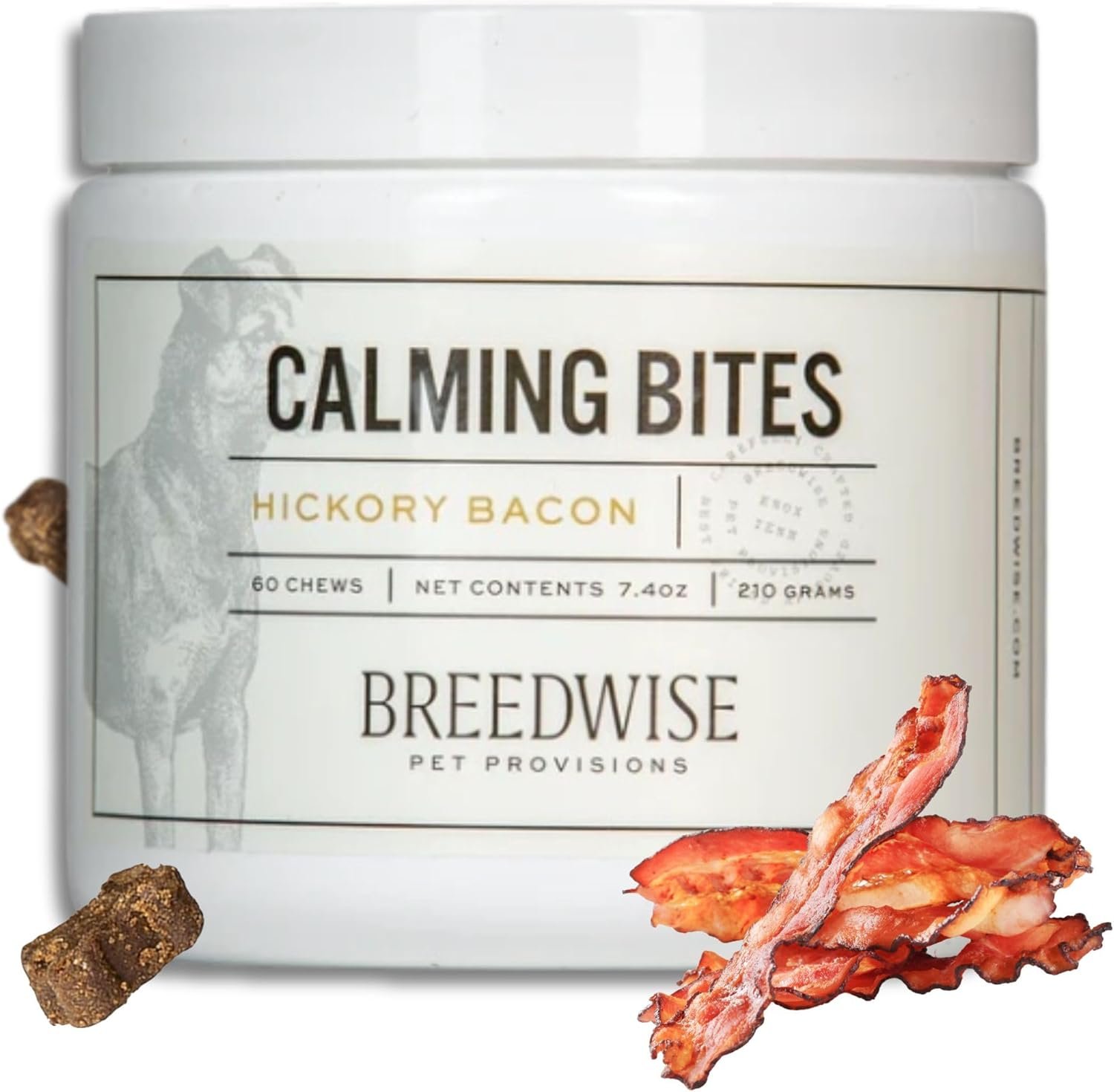 Breedwise Dog Calming Treats – Advanced Stress and Anxiety Relief Soft Chews with L-Theanine & Valerian Root – Non-Drowsy Formula for Storms, Separation & Travel – Hickory Bacon Flavor – 60 Count