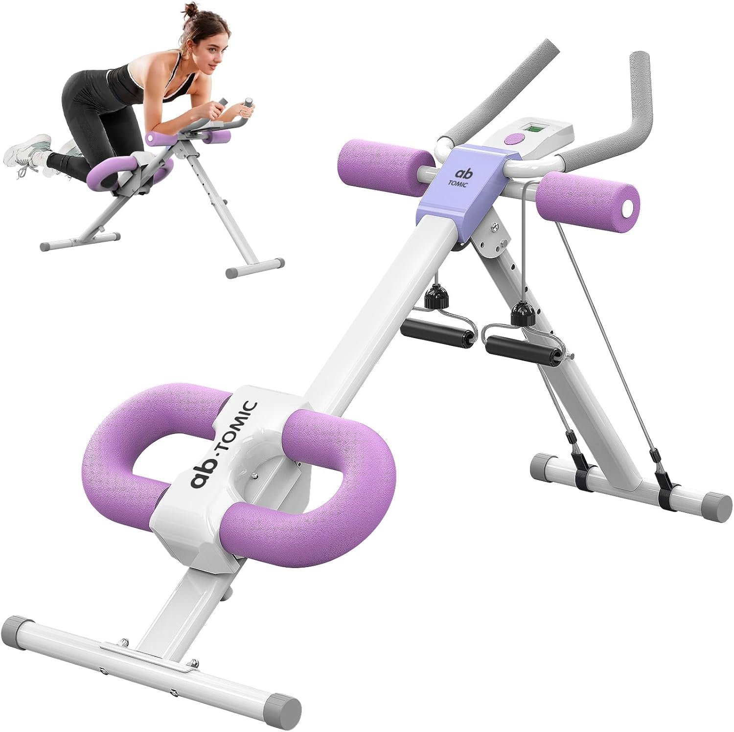 Ab Machine, Adjustable Ab Workout Equipment, Ab ＆ Sit Up Machine for Stomach Workout,Foldable Abdominal Trainer With Knee Protection Full Body Workout for Home Gym 440 LBS