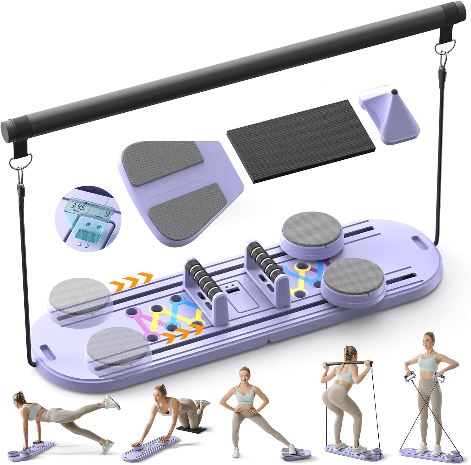 Canlanmu Pilates Board,Multifunctional Rebound Abdominal Board,Foldable Pilates Reformer Set, Ab Core Trainer Machine,Ab Exercise Board,Abs Workout Equipment for Women Home Gym Equipment
