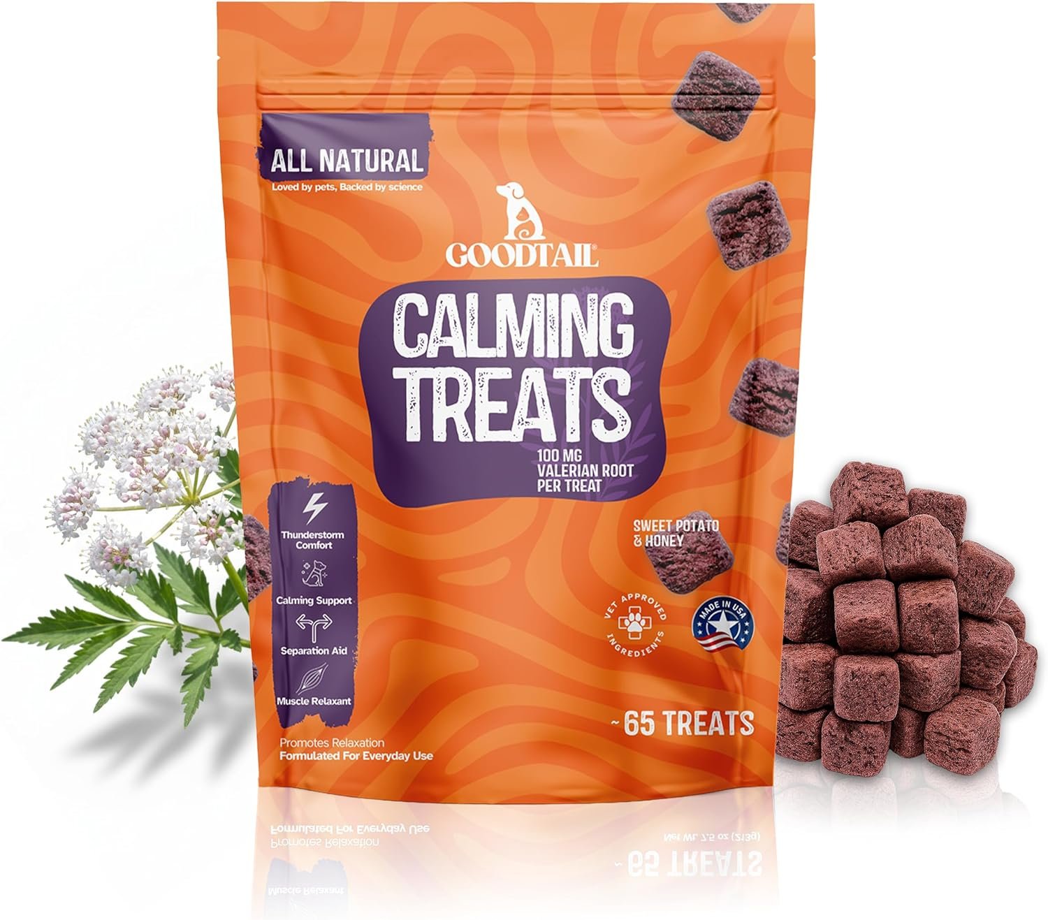 Calming Treats for Dogs & Cats — Natural Calming Chews for Stress & Anxiety Relief, Separation & Travel Aid with Valerian Root & Honey — Calming Dog & Cat Treats Made in USA