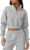 QINSEN Womens Half Zip Crop Sweatshirt High Neck Long Sleeve Pullover Cropped Top