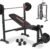 1500LB 8 IN 1 Weight Bench with Lat Pulldown and Leg Extension/Curl, Foldable Bench Press with Preacher Curl & Rack, Workout Benches with Safety Bar Catches for Home Gym(US Stock)
