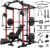 Mikolo Power Cage, Power Rack with Cable Crossover System, 1500LBS Squat Rack with LAT Pull Down System, Workout Cage with Pulley System for Fitness Home Gym