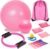 Pilates Essentials Kit for Home Workouts, Pink Pilates Equipment with Pilates Ring and Ball Set for Beginners,Workout Bands Resistance for Women, Large Yoga Ball for Pregnancy & Exercise