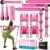 Pilates Bar Kit with Resistance Bands, Pilates Workout Equipment for Legs, Hip, Waist, Arm, Squats Exercise Equipment for Home Workouts, Adjustable 3-Section Pilates Bar Kit for Women & Men